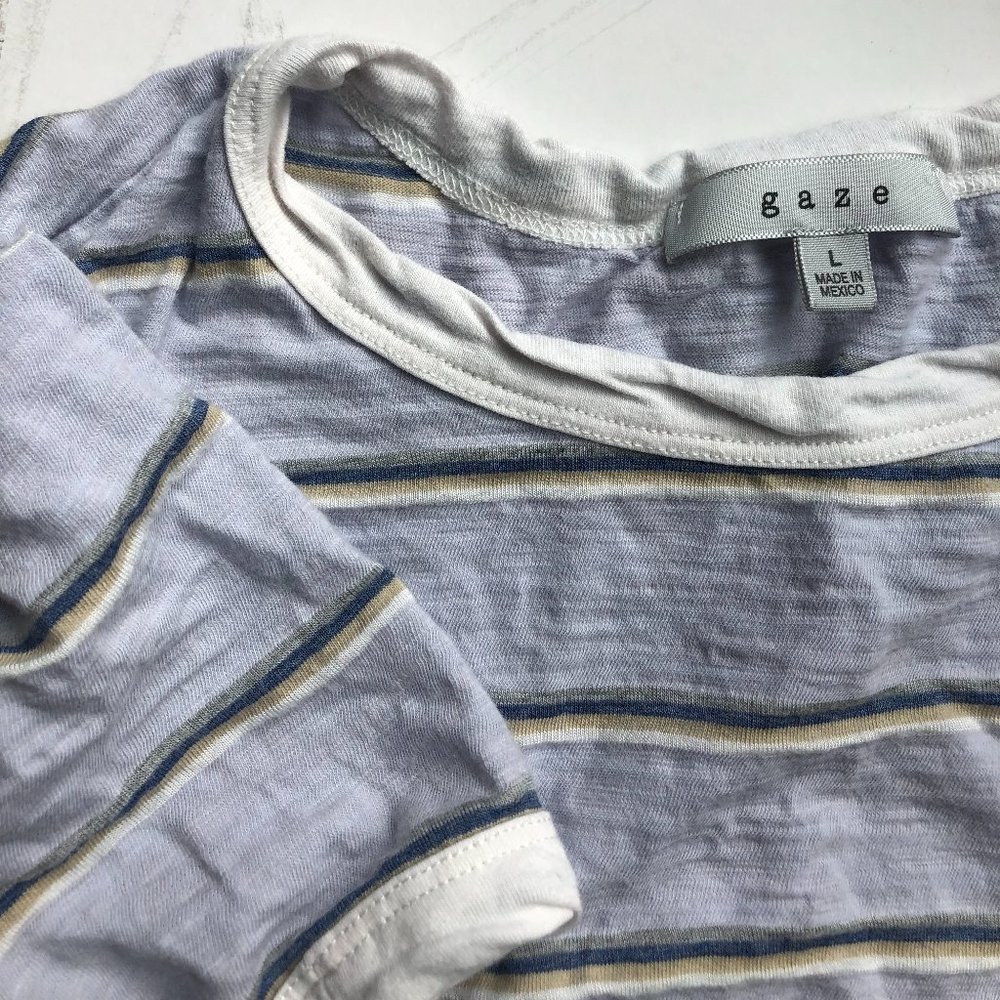 neutral color shceme stripped cropped shirt